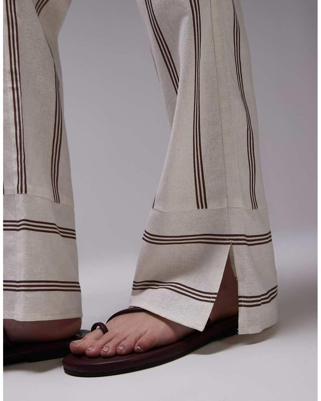 laagam Gray Striped Linen Pants