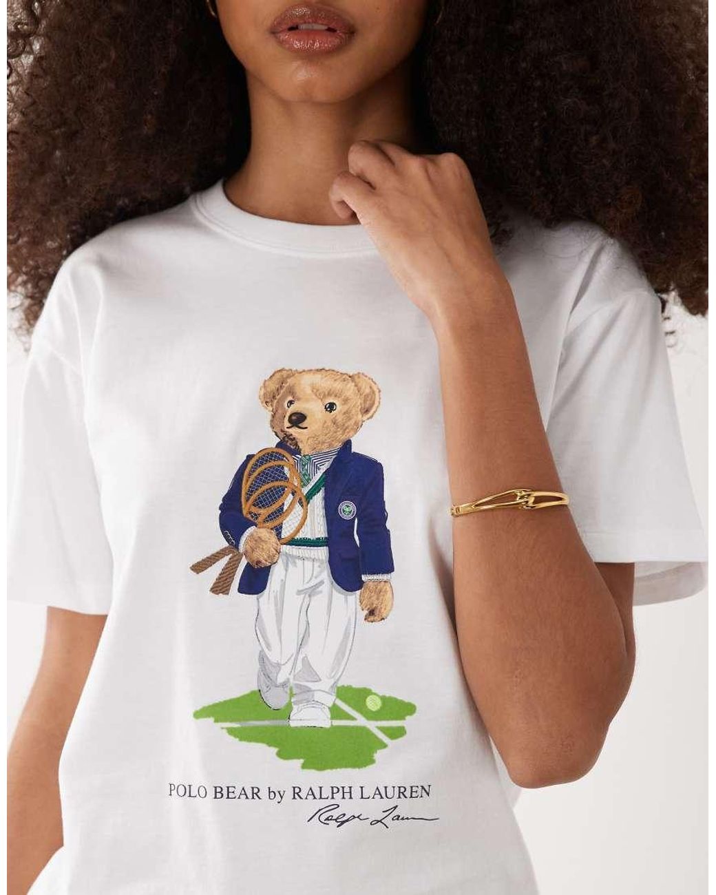 Polo Ralph Lauren White Wimbledon Capsule Classic Bear Print T-shirt