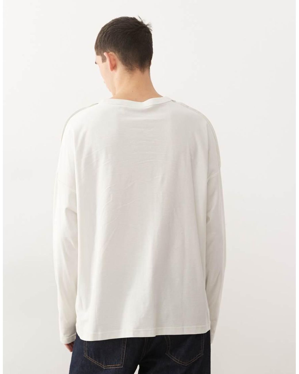 Weekday White Oversized Long Sleeve Graphic Top for men