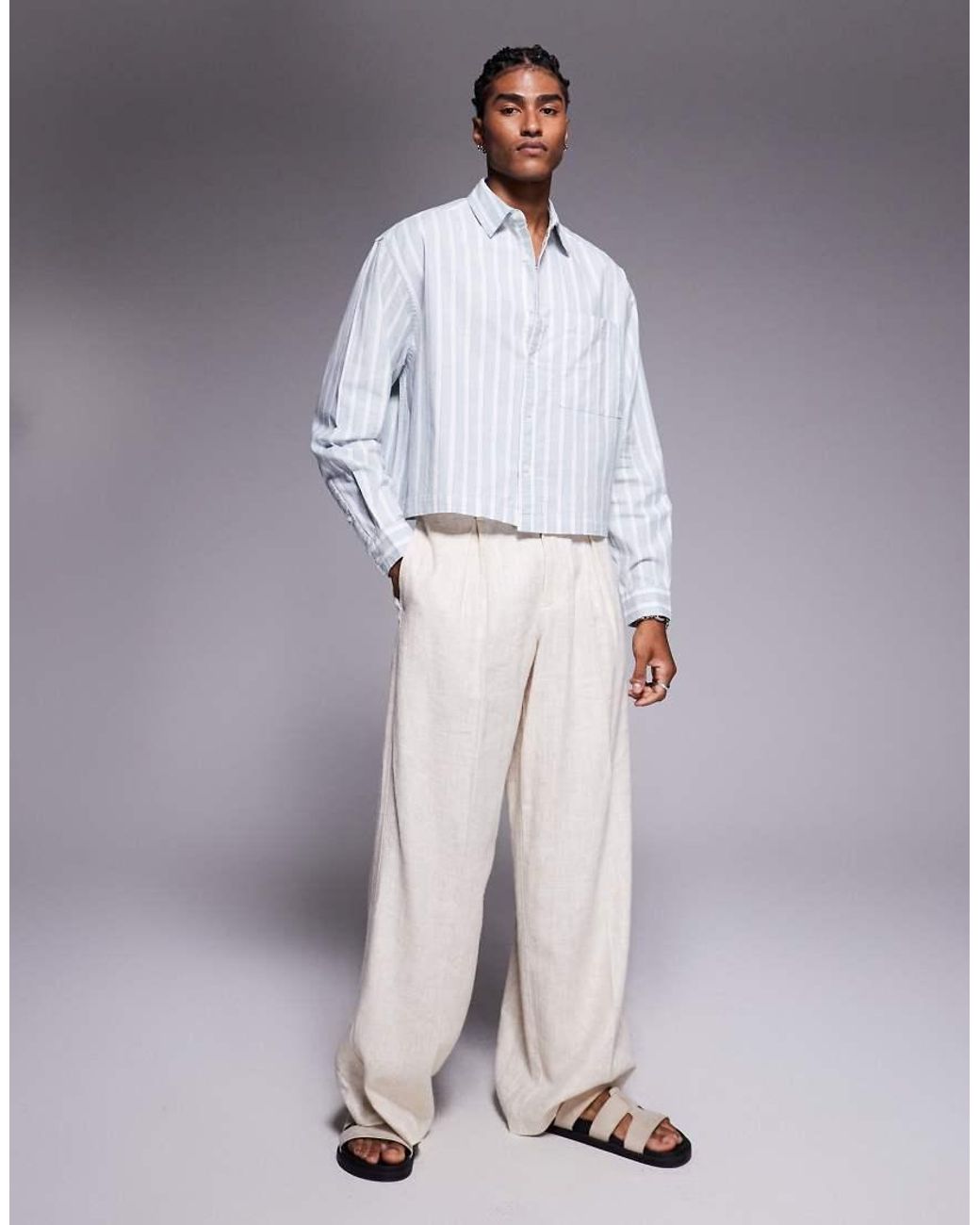 ASOS Gray Boxy Oversized Shirt for men