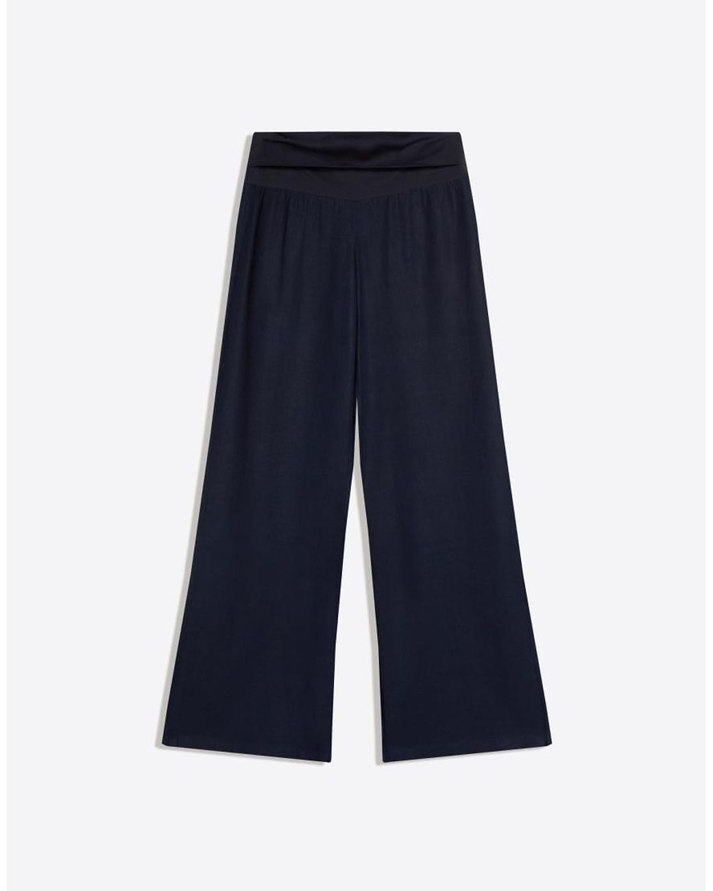 Bershka Blue Turn-up Waist Trousers
