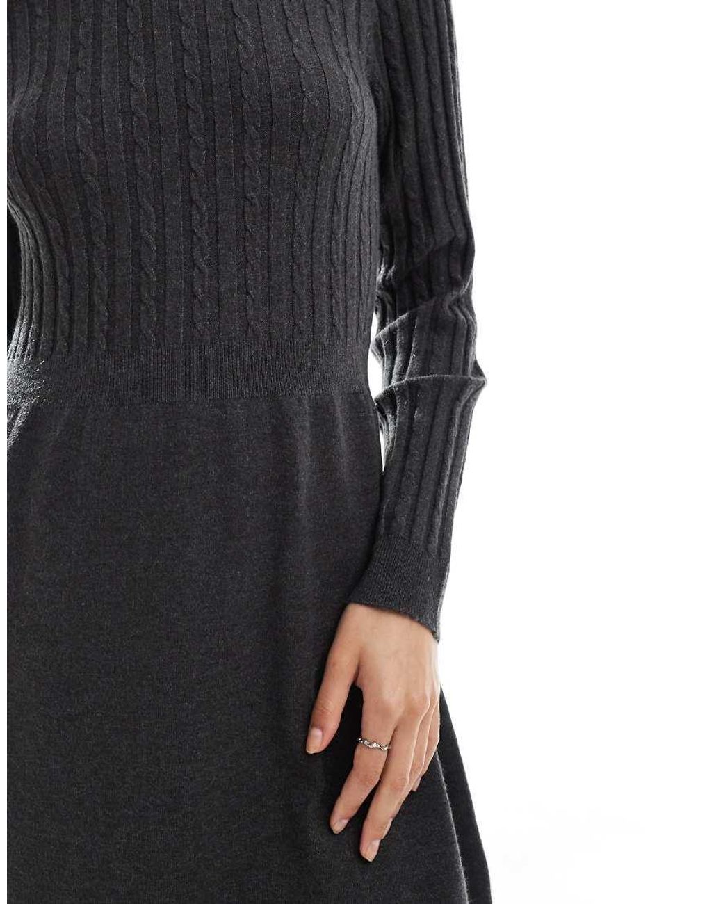 ONLY Gray Cable Knitted Mini Skater Dress