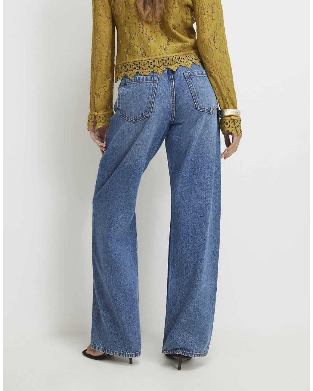 River Island Blue Relaxed Straight Leg Jeans