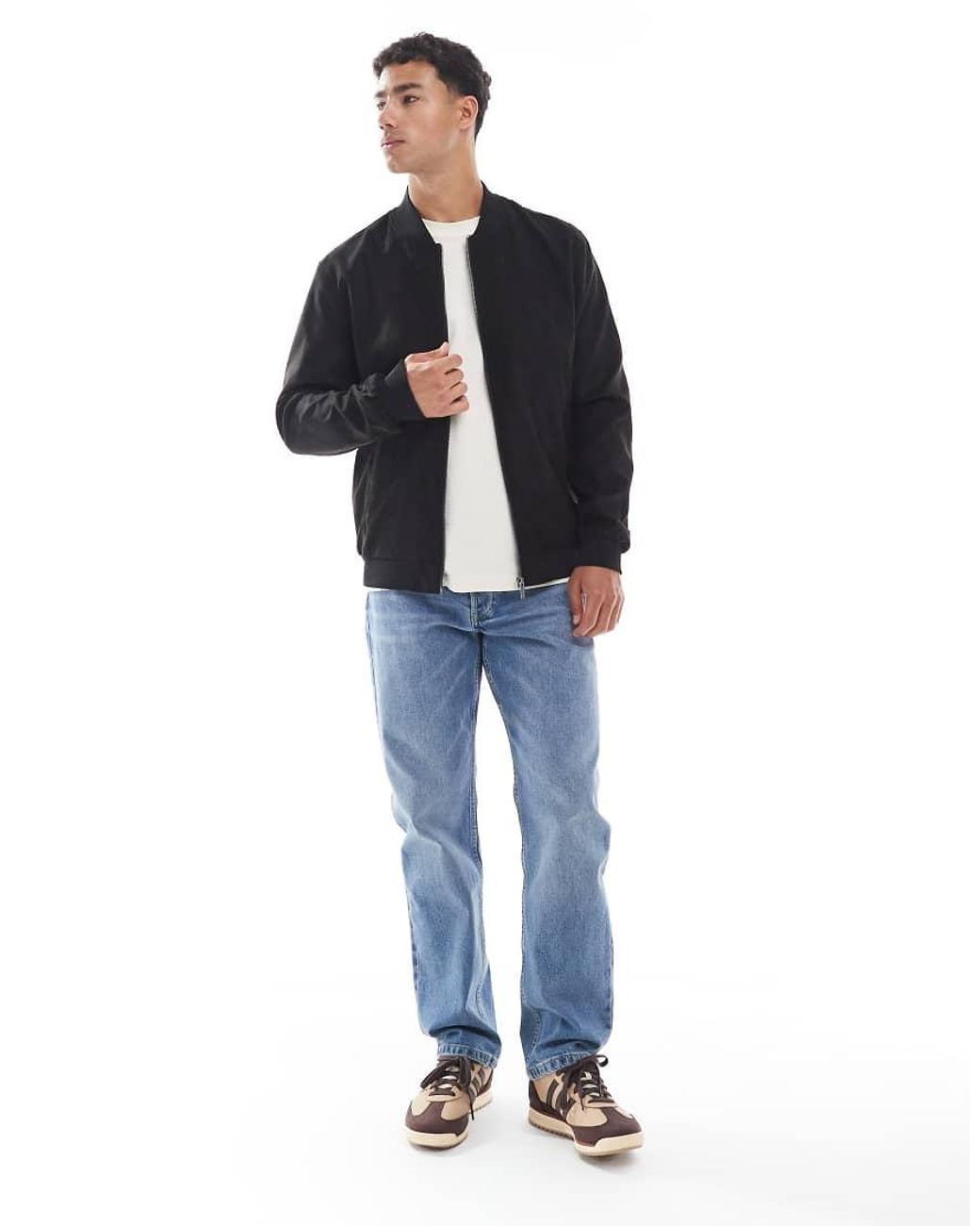 Only & Sons Blue Faux Suede Bomber for men