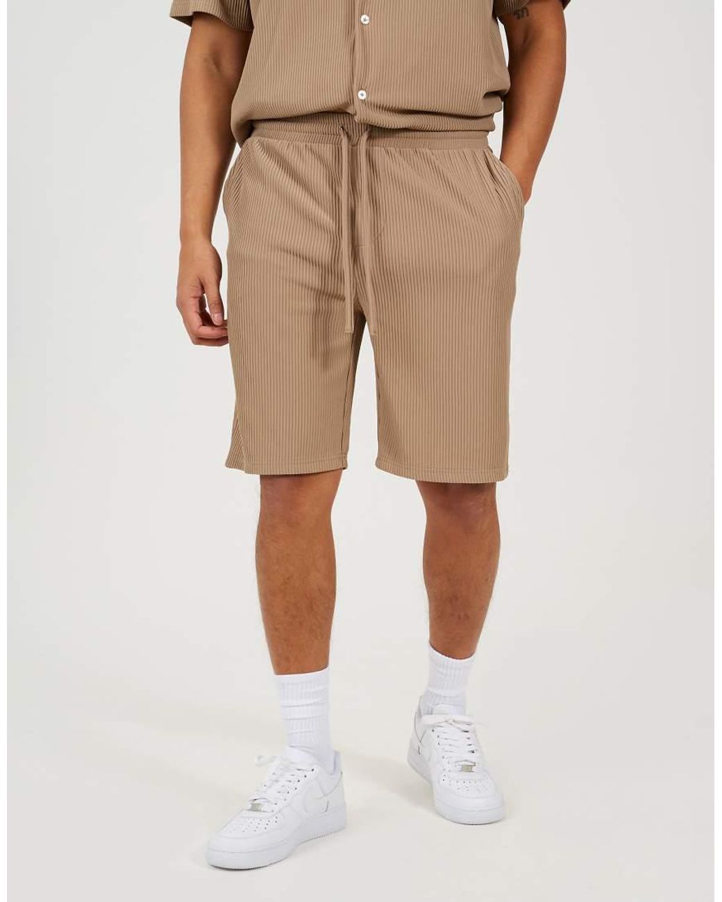 Brave Soul Natural Pleated Shorts for men