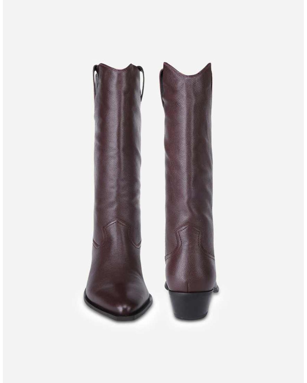 OFF THE HOOK Brown Skye Leather Western Knee-High Boots