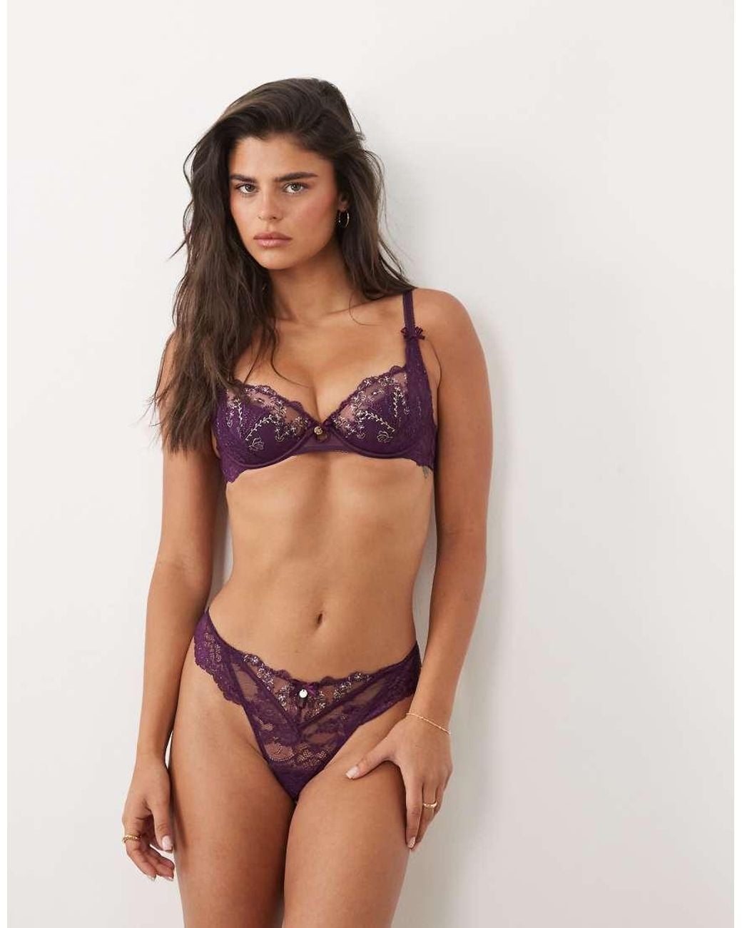 Boux Avenue Purple Rayanne Lace Thong