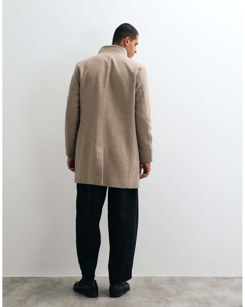 Jack & Jones Natural Wool Blend Coat With High Collar for men