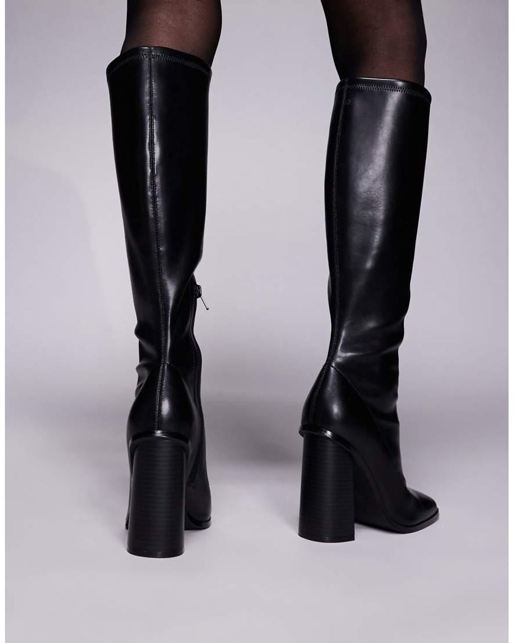Forever New Black Block Heel Knee High Boots