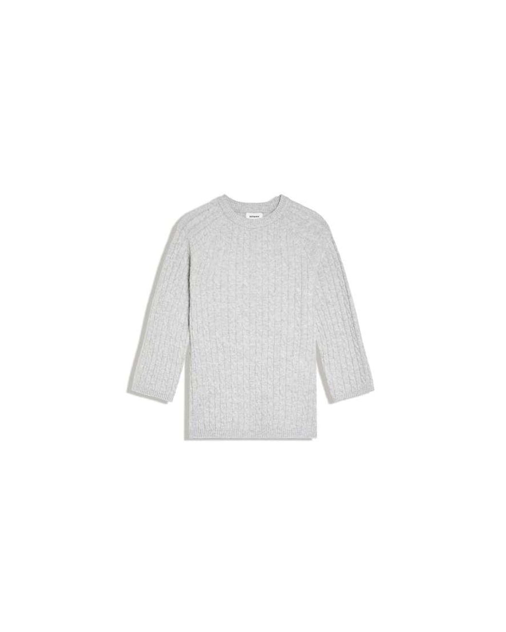 Bershka White Cable Knit Round Neck Jumper