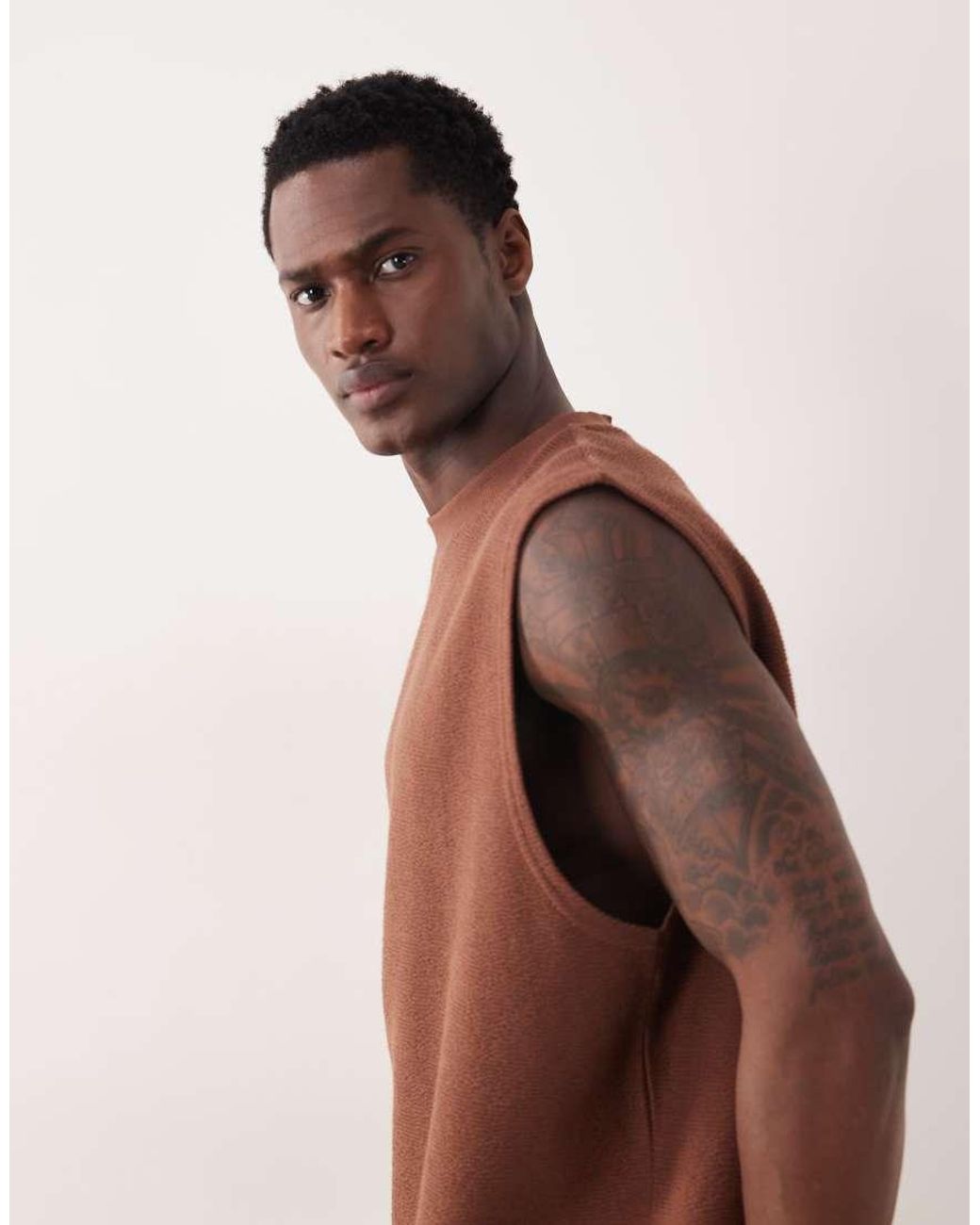 ASOS Brown Super Heavyweight Oversized Tank for men