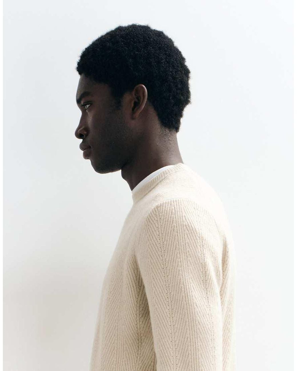 Mango Natural Cable Knit Sweater Light Beige for men