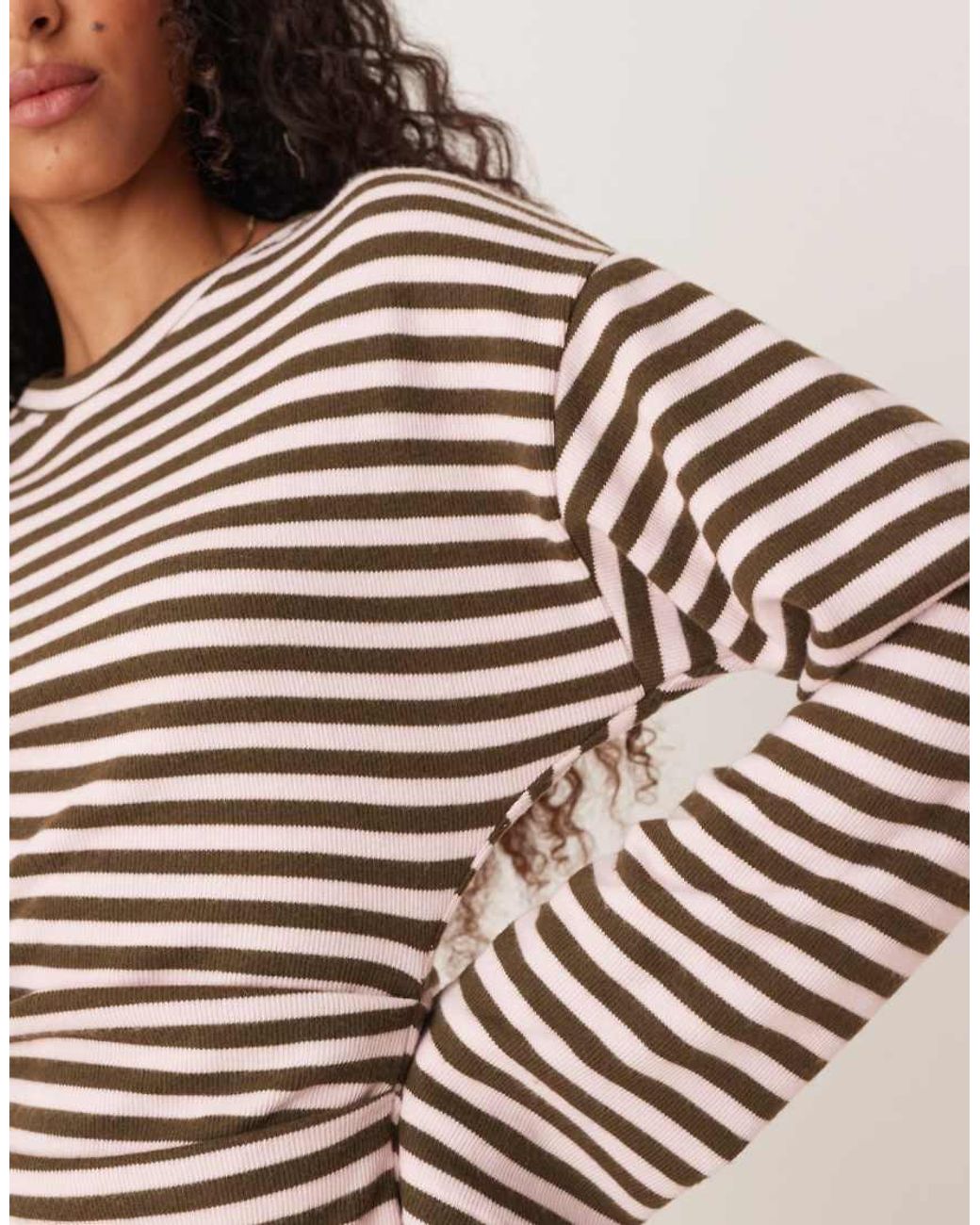 ASOS Brown Supersoft Long Sleeve Corset Waist Tee