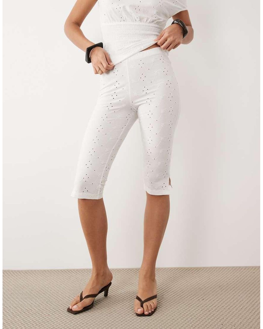 ASOS Natural Co-Ord Broderie Capri Pant