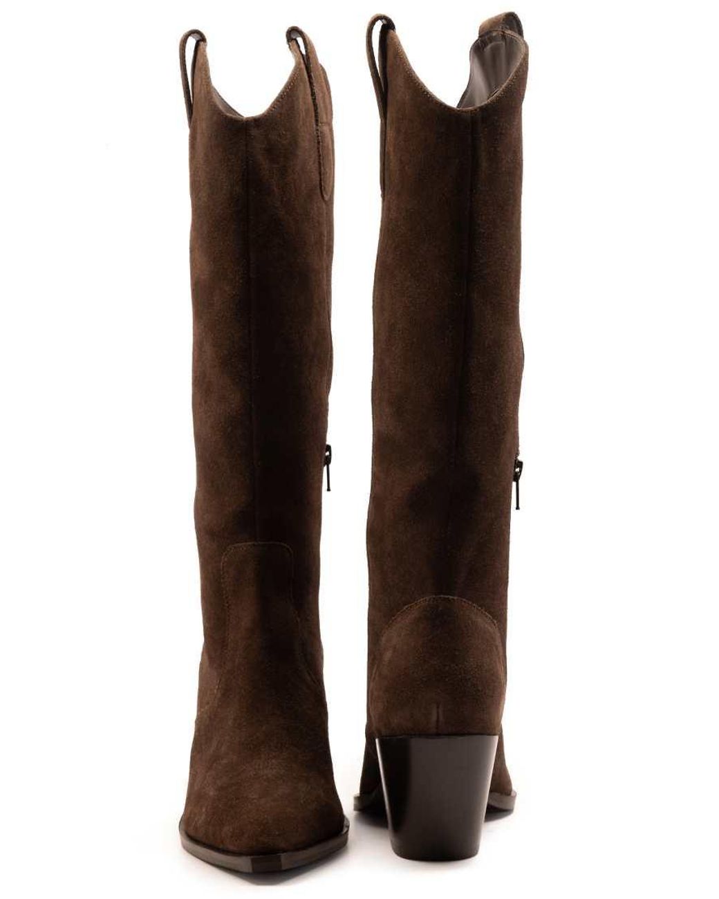 OFF THE HOOK Brown Austin Suede Pointed-Toe Knee-High Western Boots