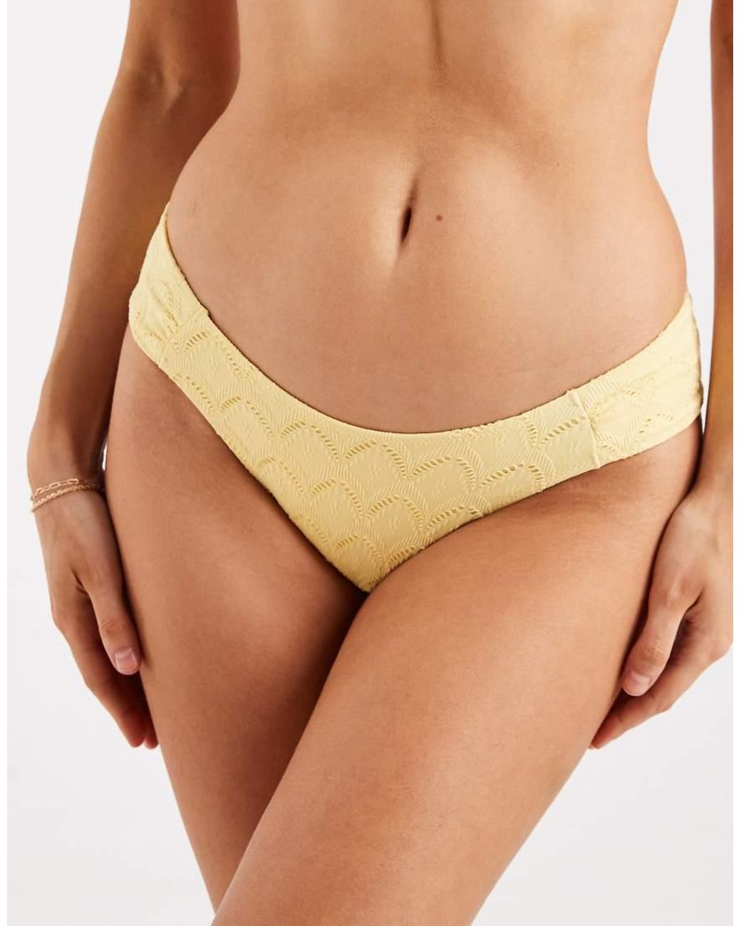 Lindex Natural Eyelet Ruched Side Bikini Bottoms