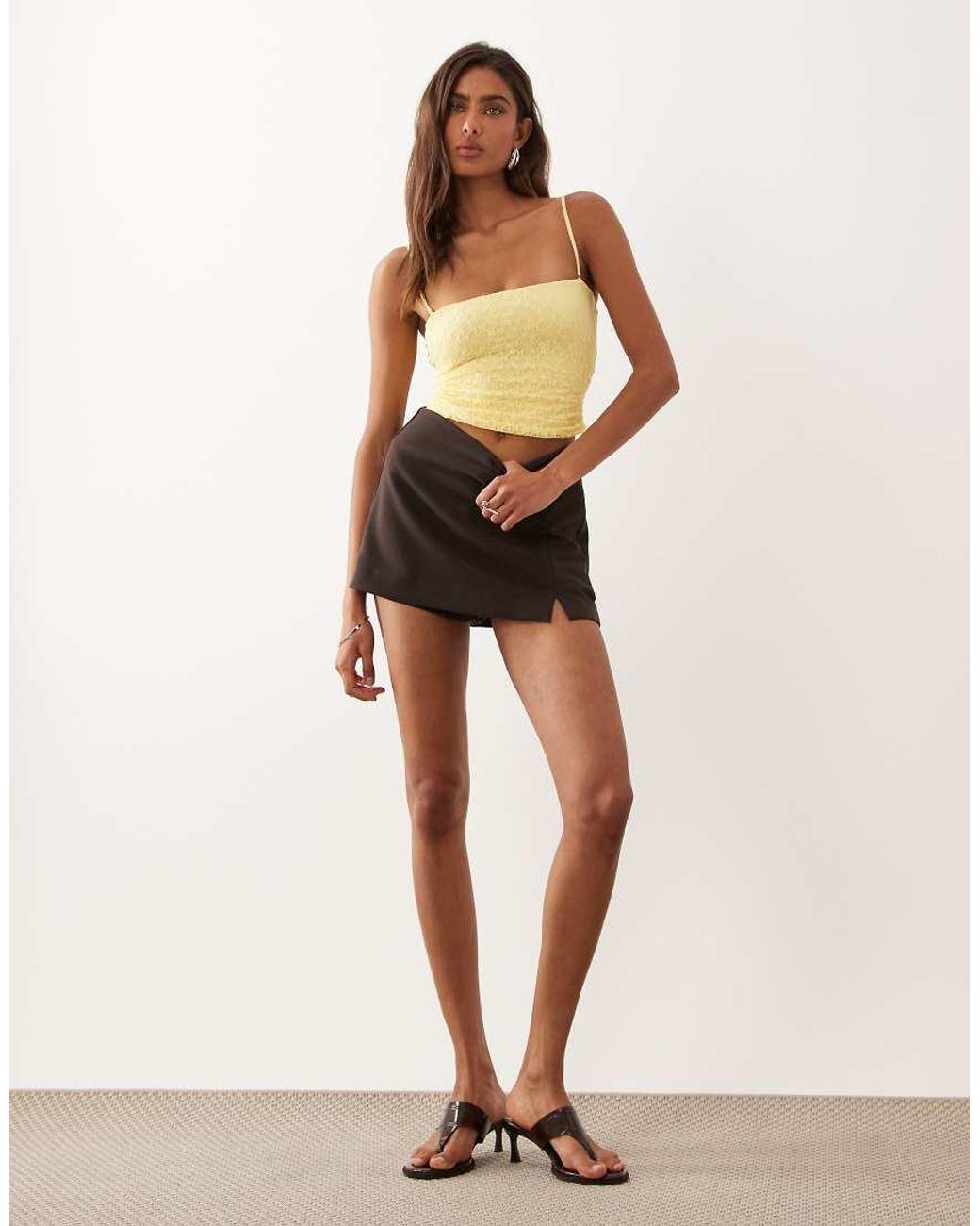 Oh Polly Brown Broderie Removable Straps Bandeau Top