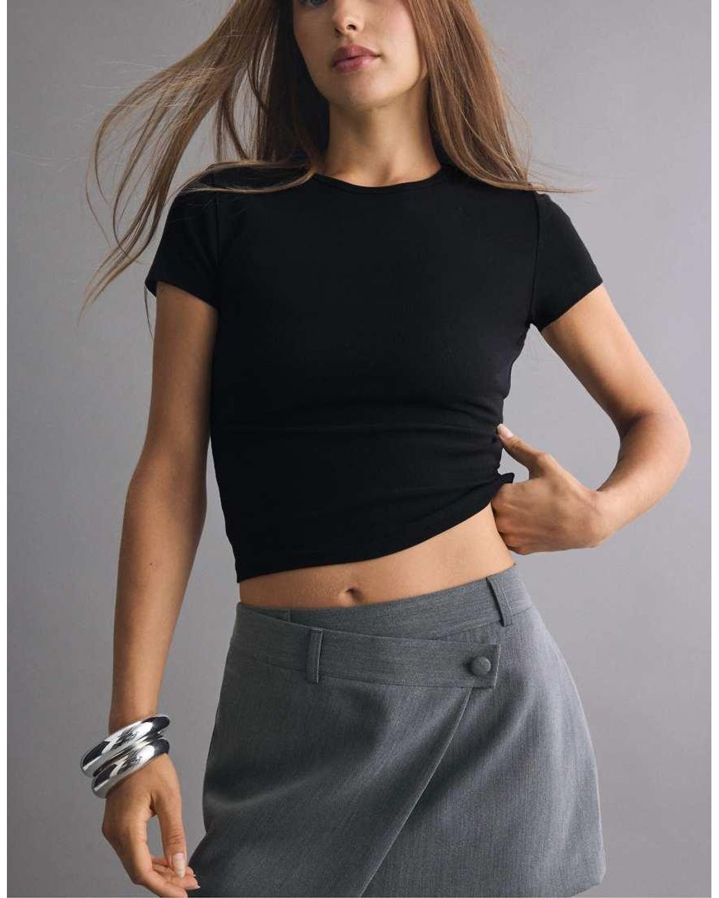 Stradivarius Black Crossover Mini Skort