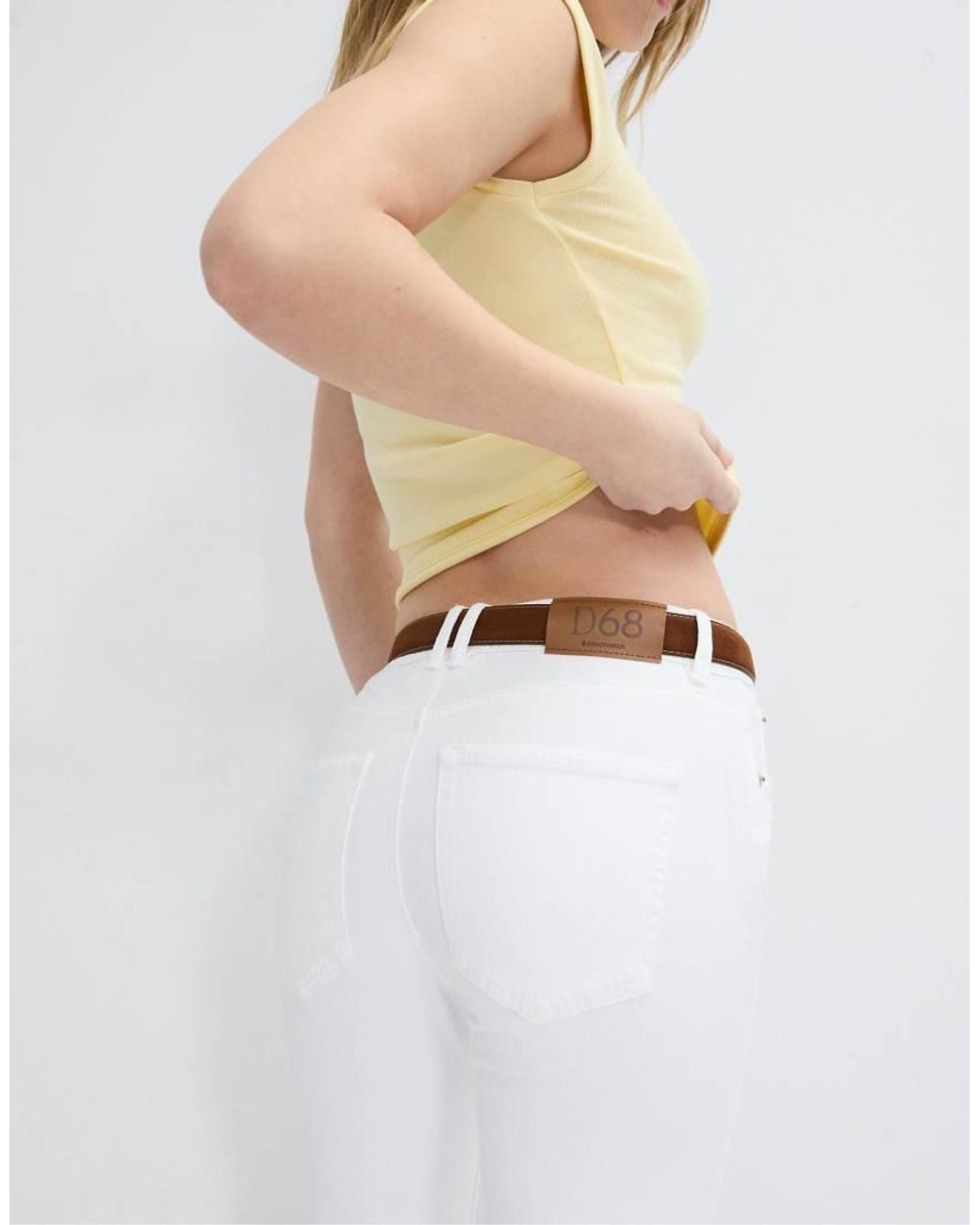 Stradivarius White Tall D68 Boot-cut Jeans With Belt