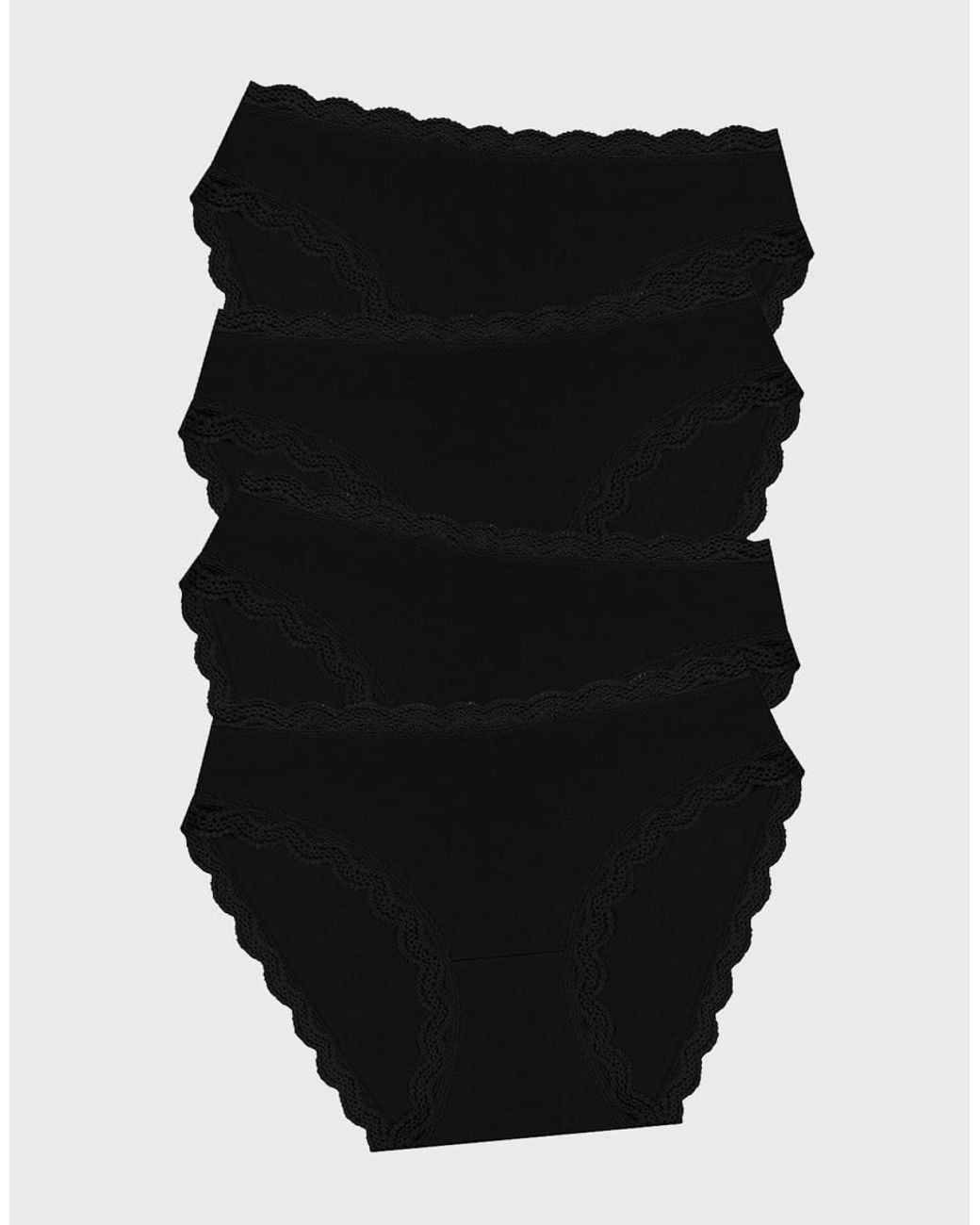 Stripe & Stare Black Mid Rise High Leg Knicker Four Pack