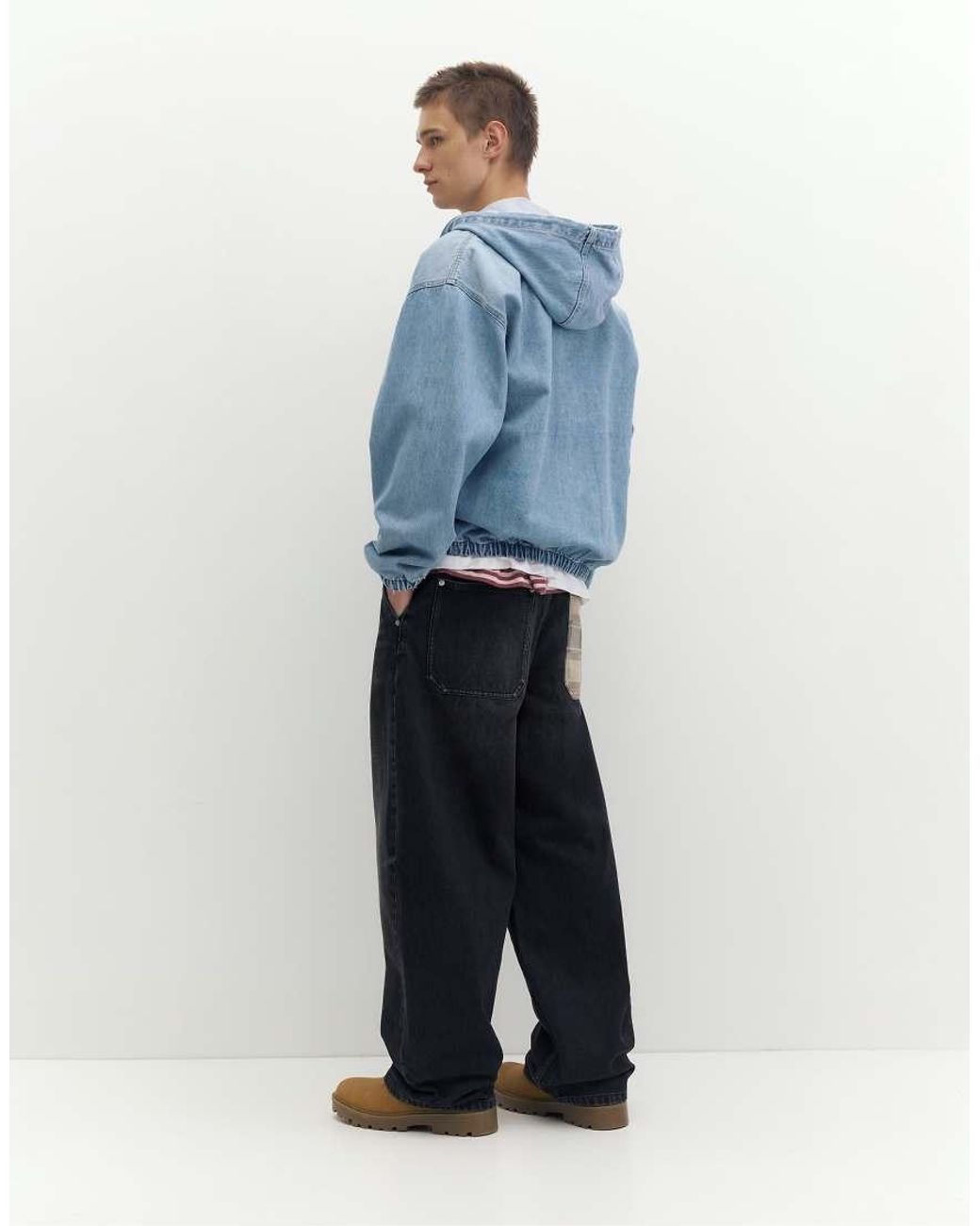 Giacca Con Cappuccio E Zip di Pull&Bear in Blue da Uomo