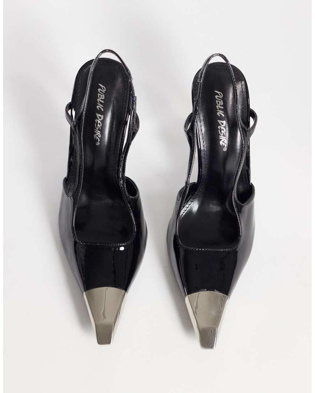Public Desire Blue Reset Slingback Heeled Shoes With Metal Detail