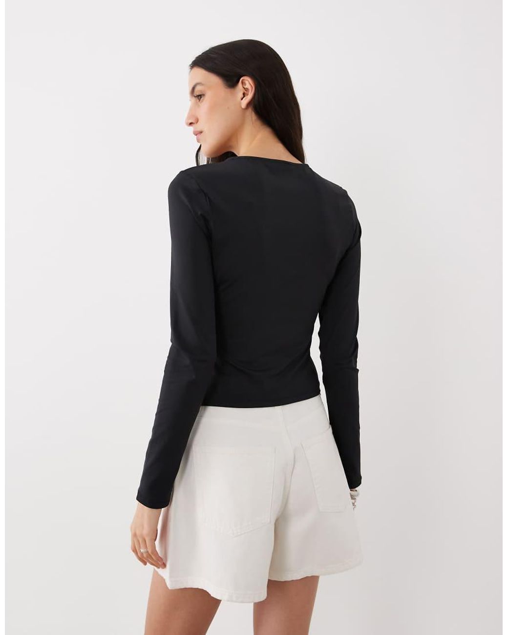 ASOS Blue Polyamide Slinky Long Sleeve Top