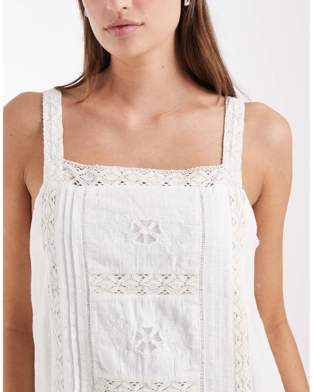 Levi's White Kate Embroidered Pintuck Mini Dress With Ditsy Print
