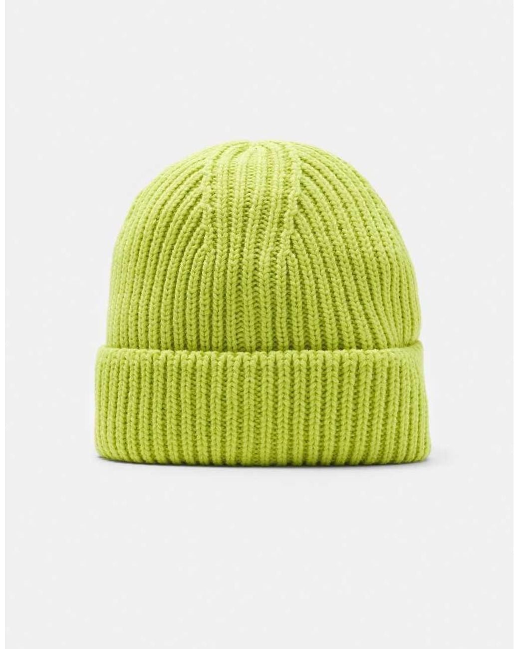 Pull&Bear Green Chunky Knit Beanie for men