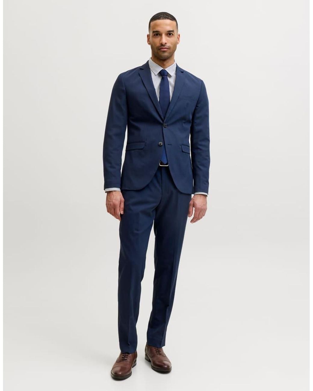 Jack & Jones Blue Franco Super Slim Fit Tailored Trousers for men