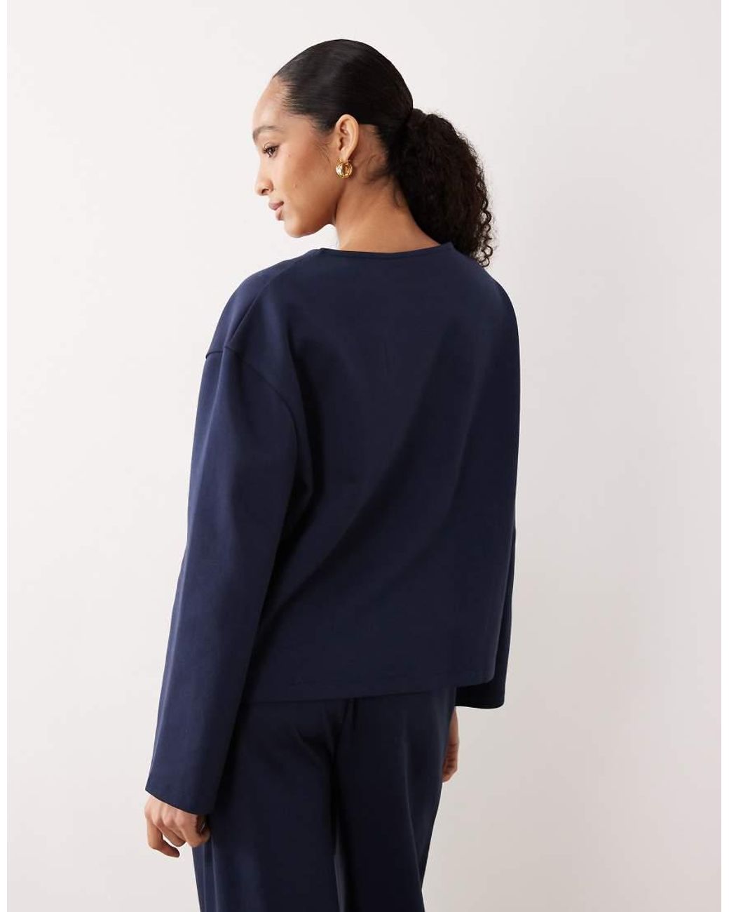 ASOS Blue Co-ord Interlock Oversized Top With Bow Tie Detail