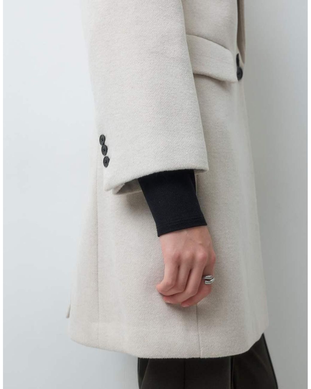 Mango Gray Wool Mix Tailored Midi Coat