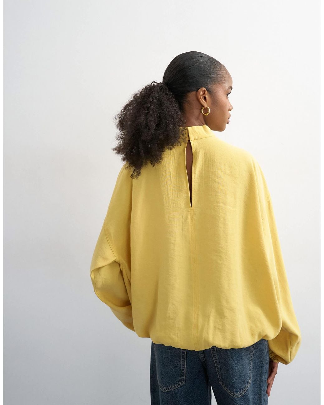 TOPSHOP Yellow Seam Detail Cuffed Long Sleeve Top
