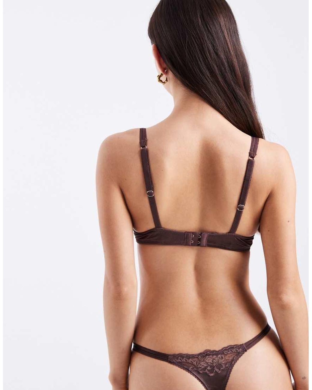 DORINA Brown Origins Shiny Micro Push Up Plunge Bra