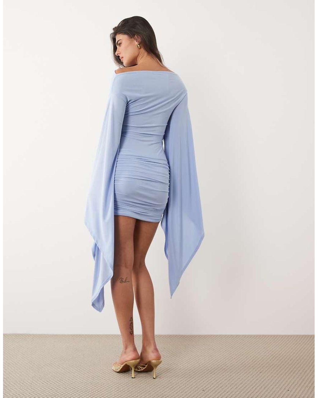 ASOS Blue Slinky Extreme Batwing Mini Dress