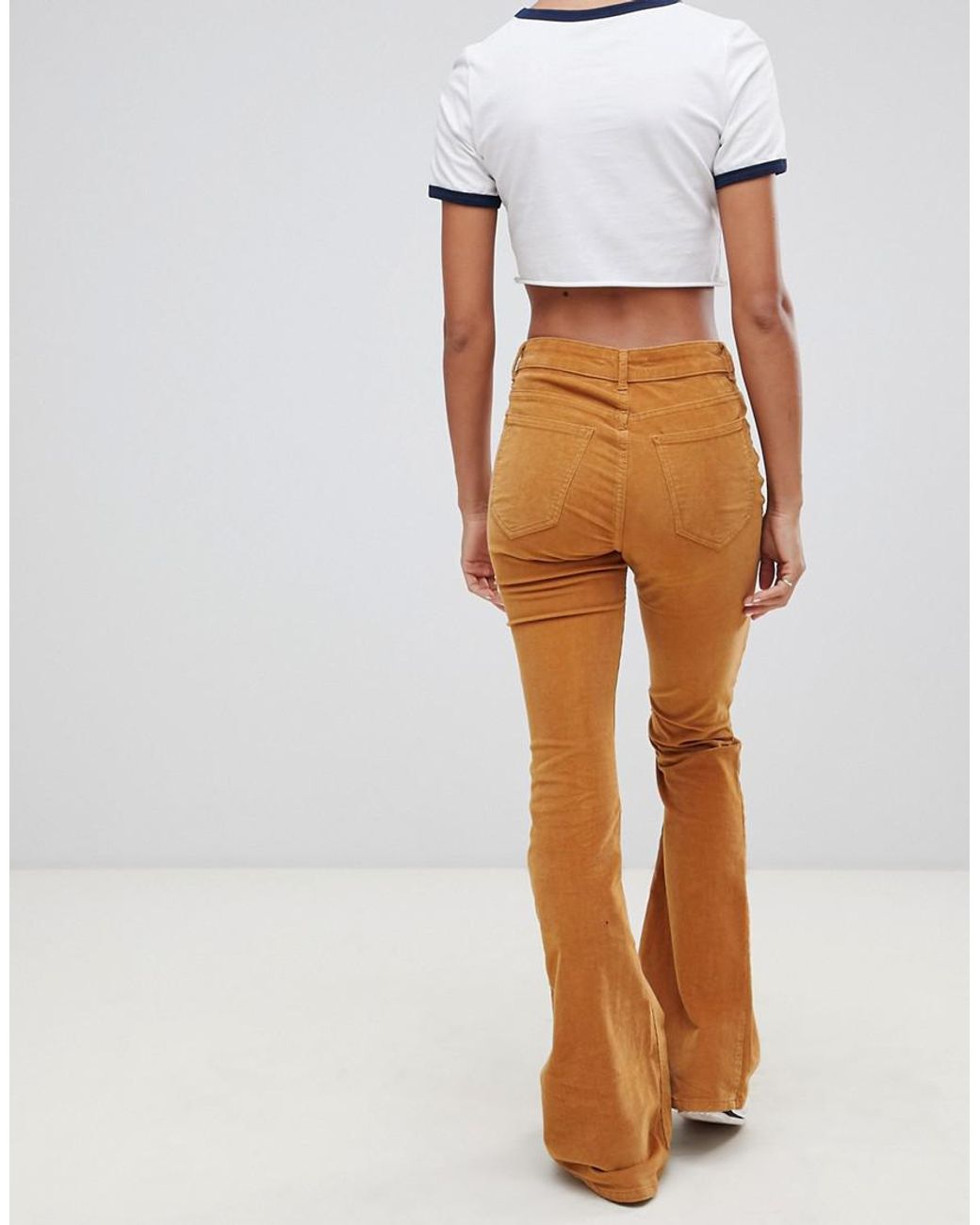 Pull\u0026Bear Denim Cord Flare Pants in 