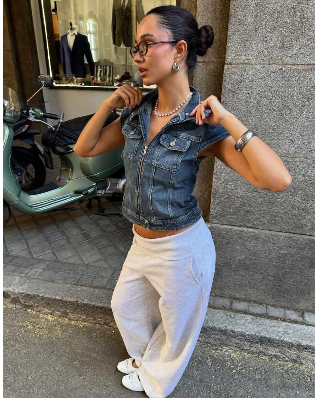 Bershka White Barrel Fit Plush Trousers