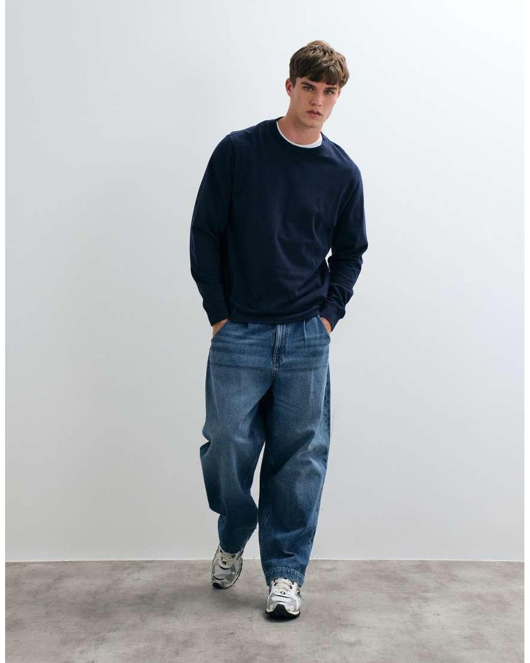 Abercrombie & Fitch Blue Oversized Heavyweight Long Sleeve T-shirt for men