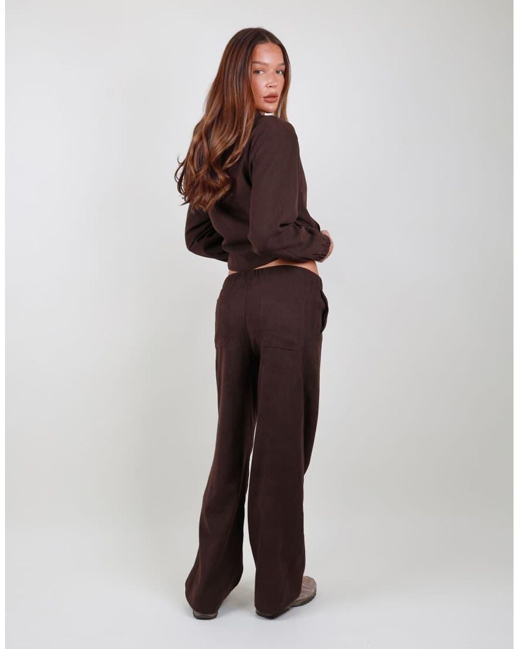 SIMMI Brown Suede Straight Leg Joggers