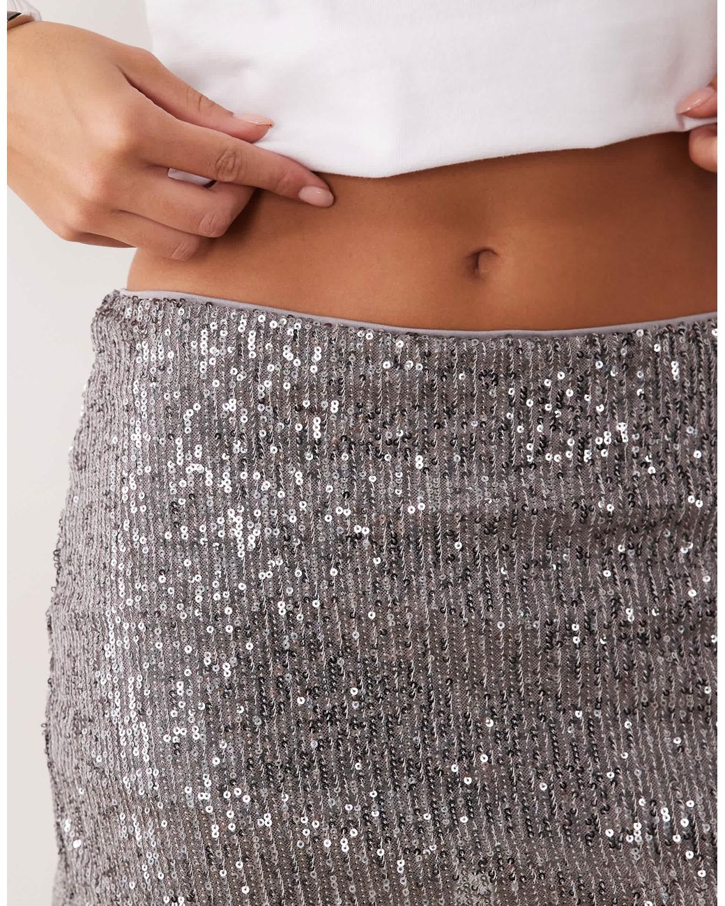 ASOS White Allover Sequin Micro Mini Skort