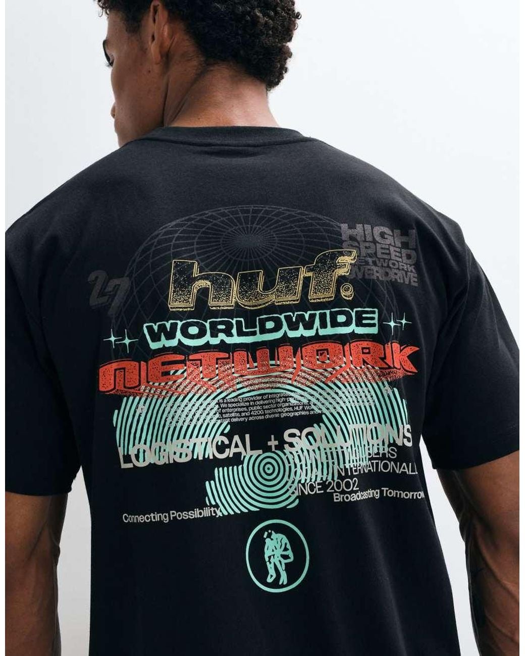 Huf Black Worldwide Network Graphic T-Shirt for men