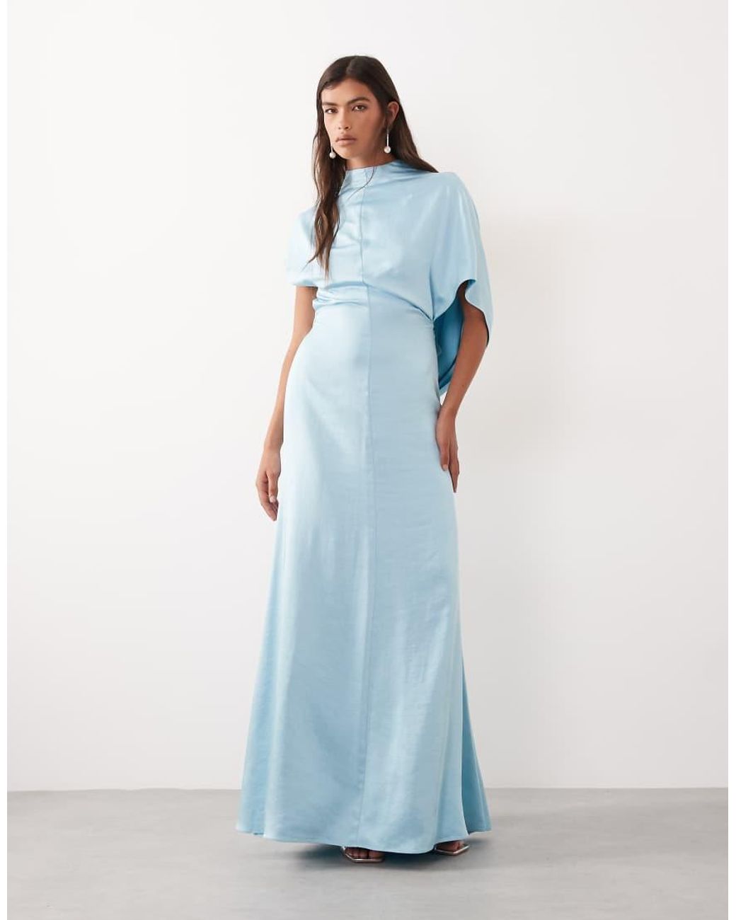 ARRANGE Blue Cowl Open Back Minimal Column Maxi Dress