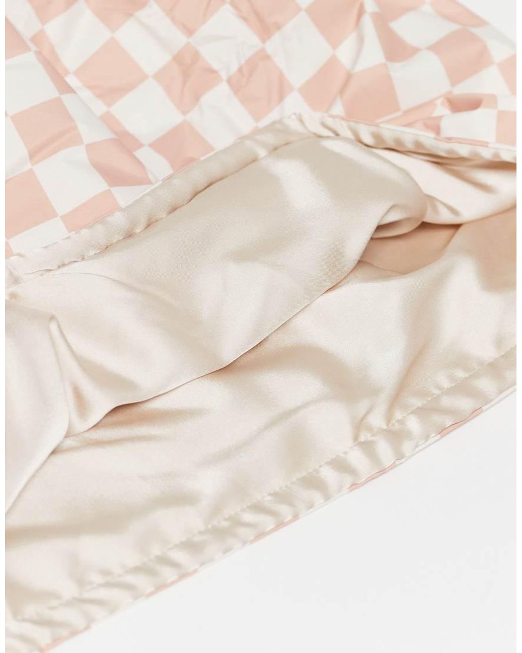 Kitsch White Satin-lined Flexi Shower Cap - Terracotta Checker