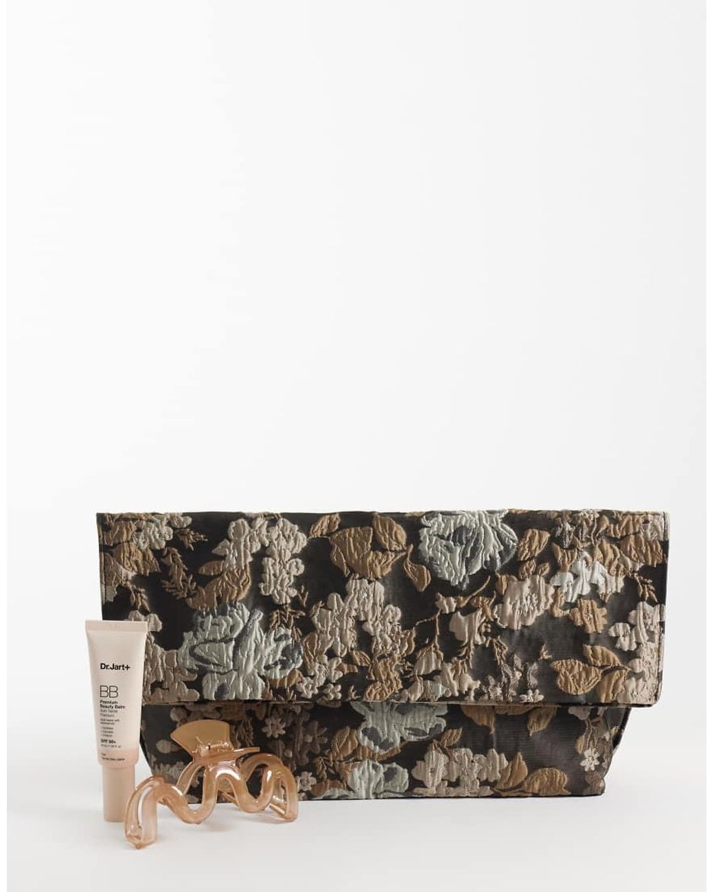 ASOS Gray Jacquard Soft Fold-over Clutch