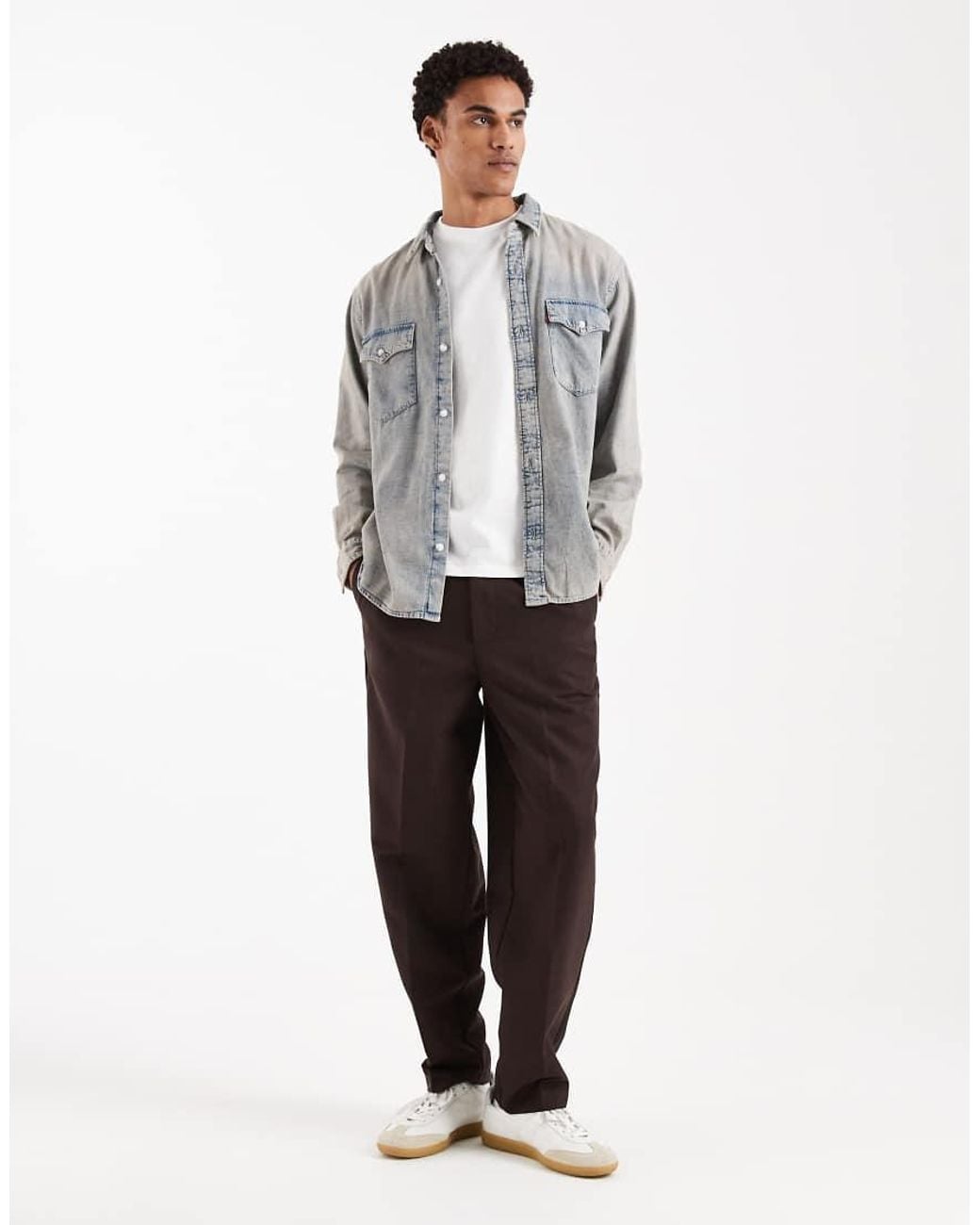 Levi's Gray Relaxed Denim Western Shirt for men
