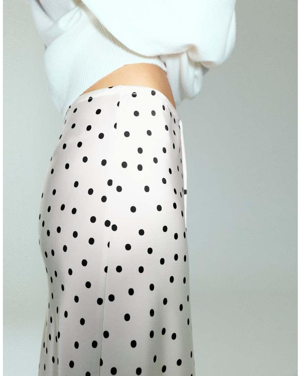 Pull&Bear White Satin Drawstring Midi Skirt