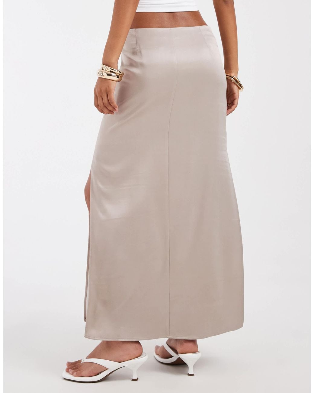 ASOS Natural Sheer Split Side Maxi Skirt