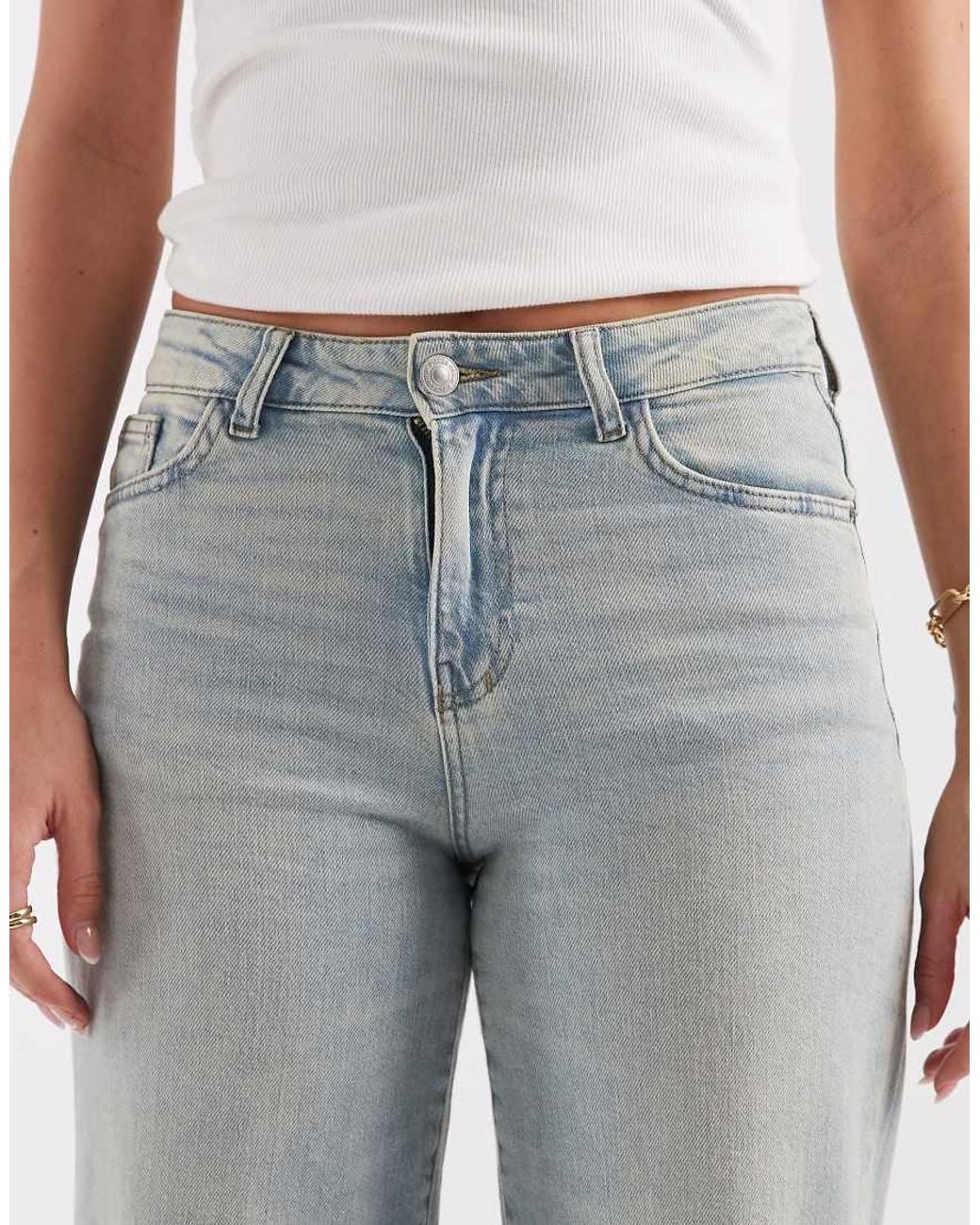 Pieces Blue Wide Leg Fold Up Jeans