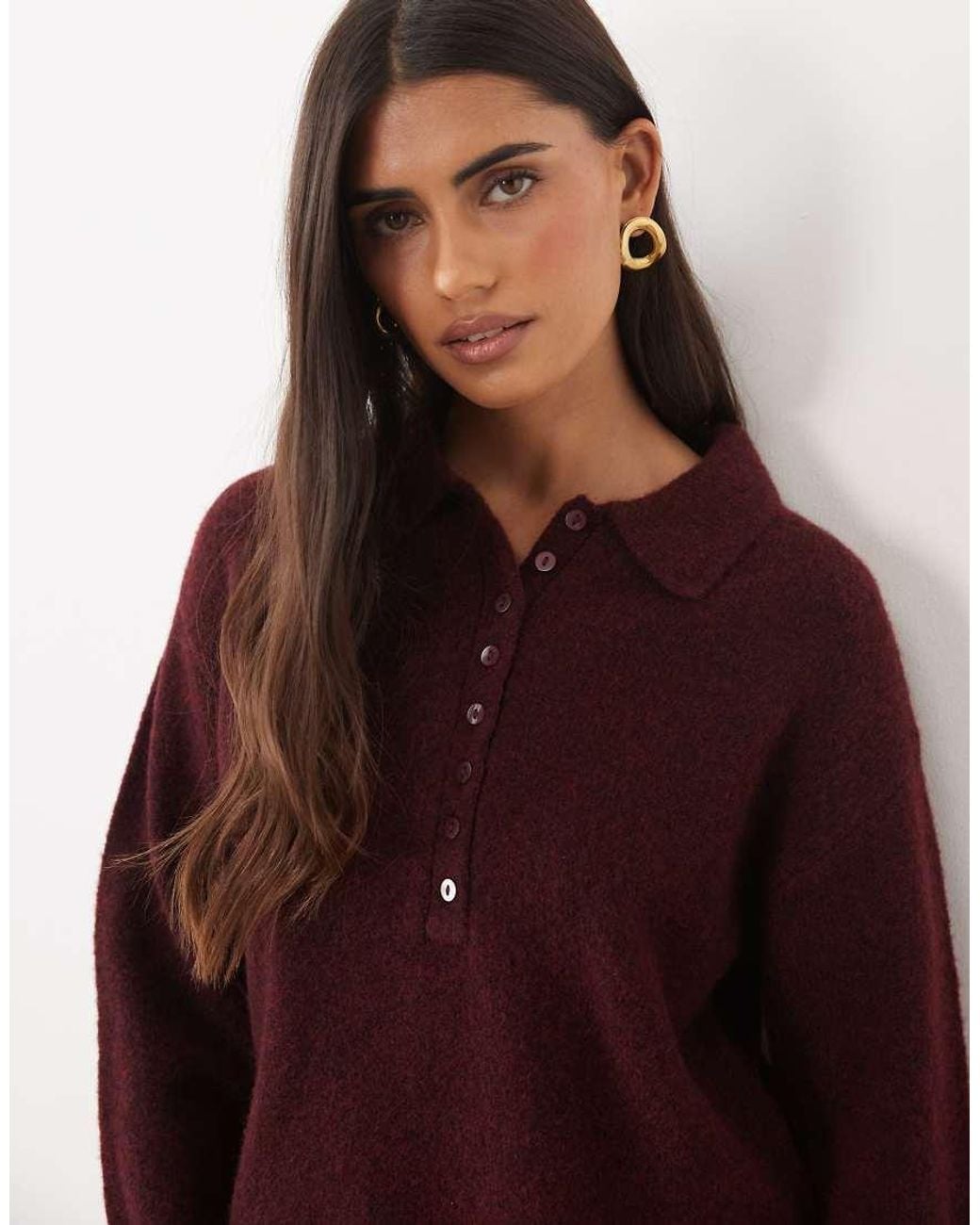 Nobody's Child Purple Wool Mix Cord Colla Long Sleeve Mini Dress
