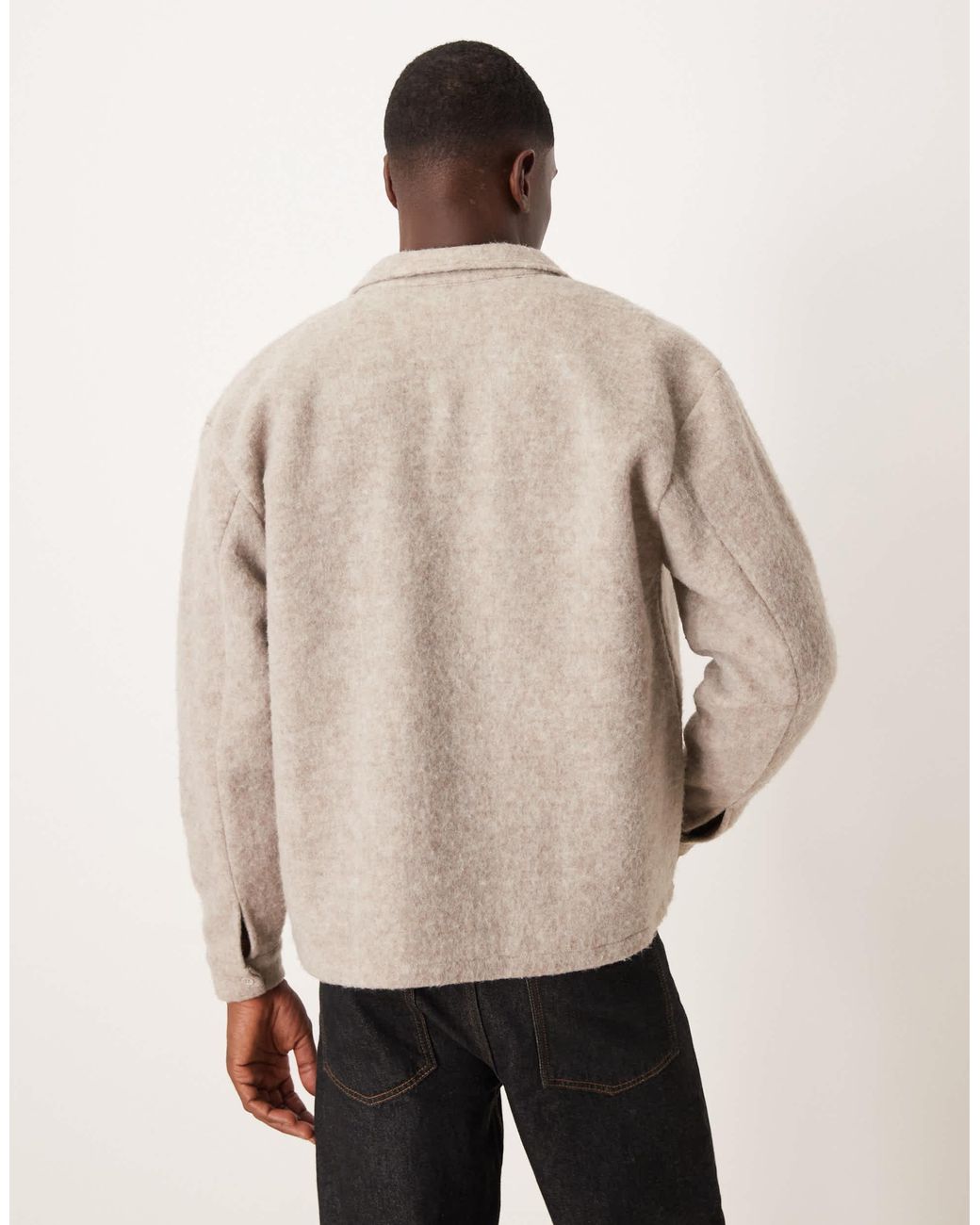 ASOS Natural Relaxed Jacket With Wool Look for men